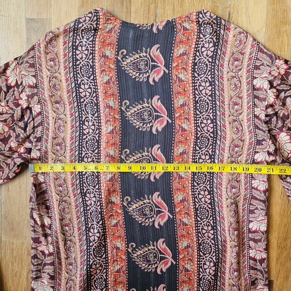 Soft‎ Surroundings Kimono Womens S Metallic Floral Boho Duster Cardigan - Picture 9 of 12